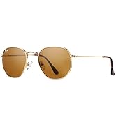 Pro Acme Small Square Sunglasses for Women Men 100% Real Glass Lens Hexagonal Frame