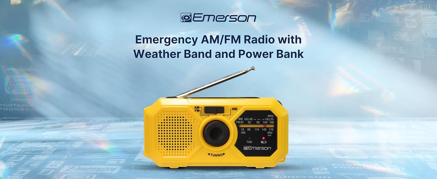 Emerson ER-7050 Emergency AM/FM Radio with Weather Band and Power Bank for camping travel emergency