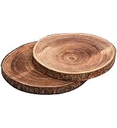 Nicunom 2 Pack Large Wood Slices for Centerpieces, 9"-10"/11"-12" Natural Wood Slabs Round Tree S...