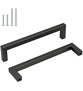 homdiy 30 Pack Matte Black Cabinet Handles, 5 Inch Hole Center Cabinet Pulls Modern Square Dresse...