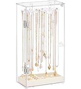 Necklace Holder, Acrylic Necklace Organizer, Rotatable Clear Jewelry Holder Organizer Display Cas...