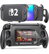 Ergonomic Switch 2 Grip Case Hard Shell with Replaceable Grips [to fit All Hands Sizes] for Ninte...