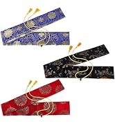 BENECREAT 3 Pack Martial Arts Sword Bag, 51.97inch Length Silk Cloth Sword Case with Exquisite Ta...
