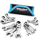 DURATECH Stubby Flex-head Ratcheting Combination Wrench Set, Metric, 12-piece, 8-19mm, CR-V Steel...