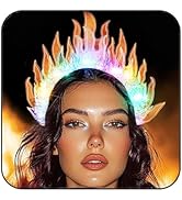 GORTIN Light up Fire Flame Headband Glow Costume Headpiece Cosplay Rave Hair Accessories for Women