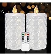 Homemory Flameless Candles with Timer, 2 Pcs Remote LED Pillar Candles Battery Operated, Flickeri...
