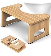 Foldable Toilet Stool, 7 Inch Poop Stool for Bathroom, Bamboo Toilet Potty Squat Adults, Dual Ant...
