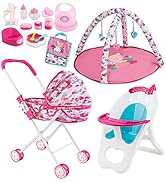 deAO Kids Baby Doll Stroller Play Set Nursery Role Play Set with Accessories,High Chair, Play Mat...