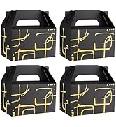 NyuOurea 10 PCS Black Gable Favor Treat Boxes, 6.5 x 4 x 4 Inches Elegant Gift Box with Handle fo...