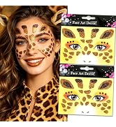 Glitter Giraffe Face Glitter Stickers, Temporary Animal Face Art Decals, Self-Adhesive Sparkly Gi...