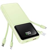 RONEGN Portable Charger with Built in Cable -20000mAh Fast Charging Power Bank USB C Slim 22.5W L...