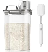 TBMax Kitchen Storage Container 3-5 Lbs Small Rice Cereal Dispenser with Measuring Cup + Brush, A...