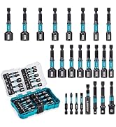 LIBRATON 24PCS Magnetic Nut Driver Set, Impact Drill Driver Bit Set 1/4", Metric and SAE Nut Driv...