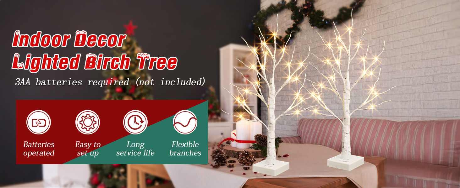 2FT Birch Tree with LED Lights