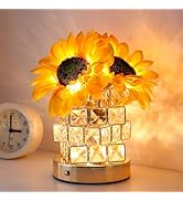 AMWGIMI Flower Lamp Touch Lamp,Rechargeable Cordless Table Lamp, 3-Colour Infinitely Dimming Sunf...