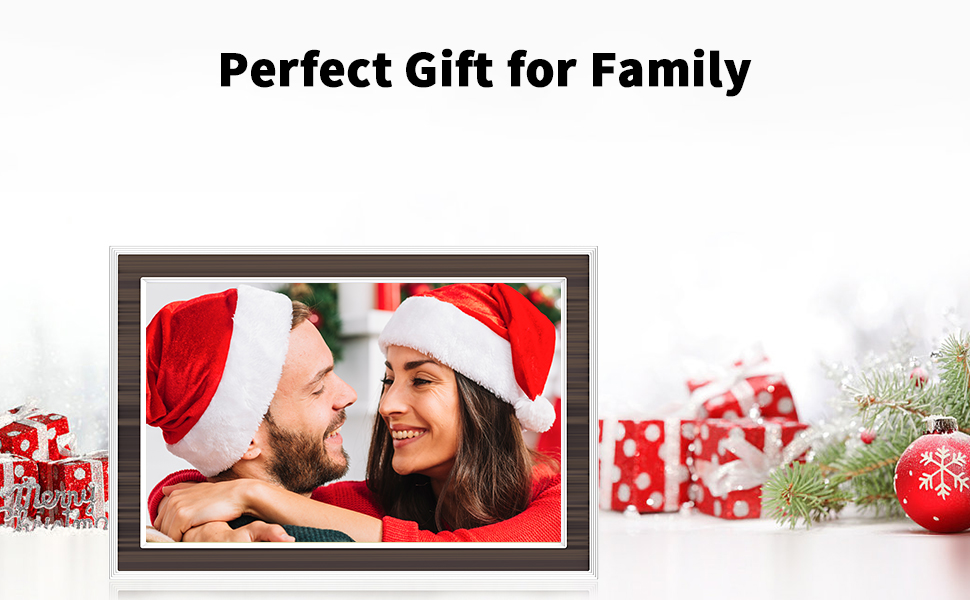 The digital photo frame's built-in gravity sensor will automatically rotate the displayed picture