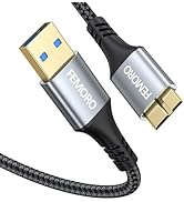 FEMORO External Hard Drive Cable 3Ft, USB 3.0 A to Micro B Cord Replacement High Speed Data Trans...