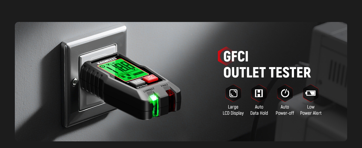 GFCI Outlet Tester Backlit LCD