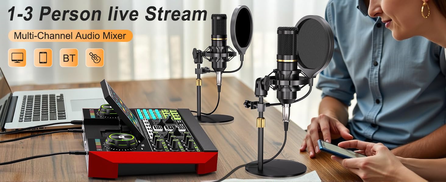 mic mixer streaming mixer podcast soundboard sound board for streaming