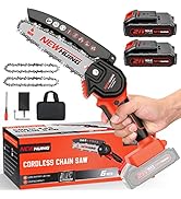 6-Inch Mini Electric Chainsaw Cordless - Handheld Portable Chainsaw with 2 Batteries - 21V Rechar...
