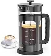 QUQIYSO French Press Coffee Maker 34oz 304 Stainless Steel French Press with 4 Filter, Heat Resis...