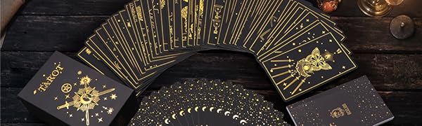 Gold Foil Tarot Cards Decks Set With Guidebook&amp;amp;Gift Box
