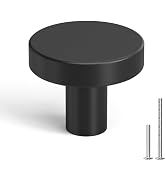 homdiy 5 Pack Black Cabinet Knobs - Round Kitchen Drawer Handles, Matte Black Metal Knobs for Cab...