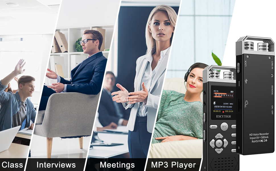 voice recorder for class, meetings, interviews etc