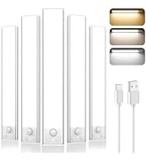 Under Cabinet Lighting, 5-Pack 10 inch 2200mAh Rechargeable Battery Operated Motion Sensor Lights...