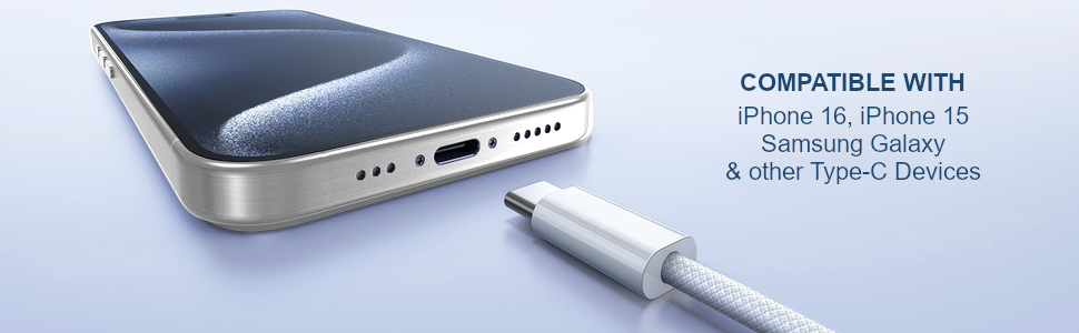 Compatible with iPhone 16, iPhone 15, Samsung Galaxy and other Type-C devices