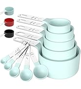 TILUCK Measuring Cups &amp; Spoons Set, Stackable Cups and Spoons, Nesting Measure Cups with Stainles...