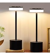 AIHYING 2 Pack Black Cordless Table Lamp Portable LED Desk Lamp 5000mAh Battery Operated 3 Color ...