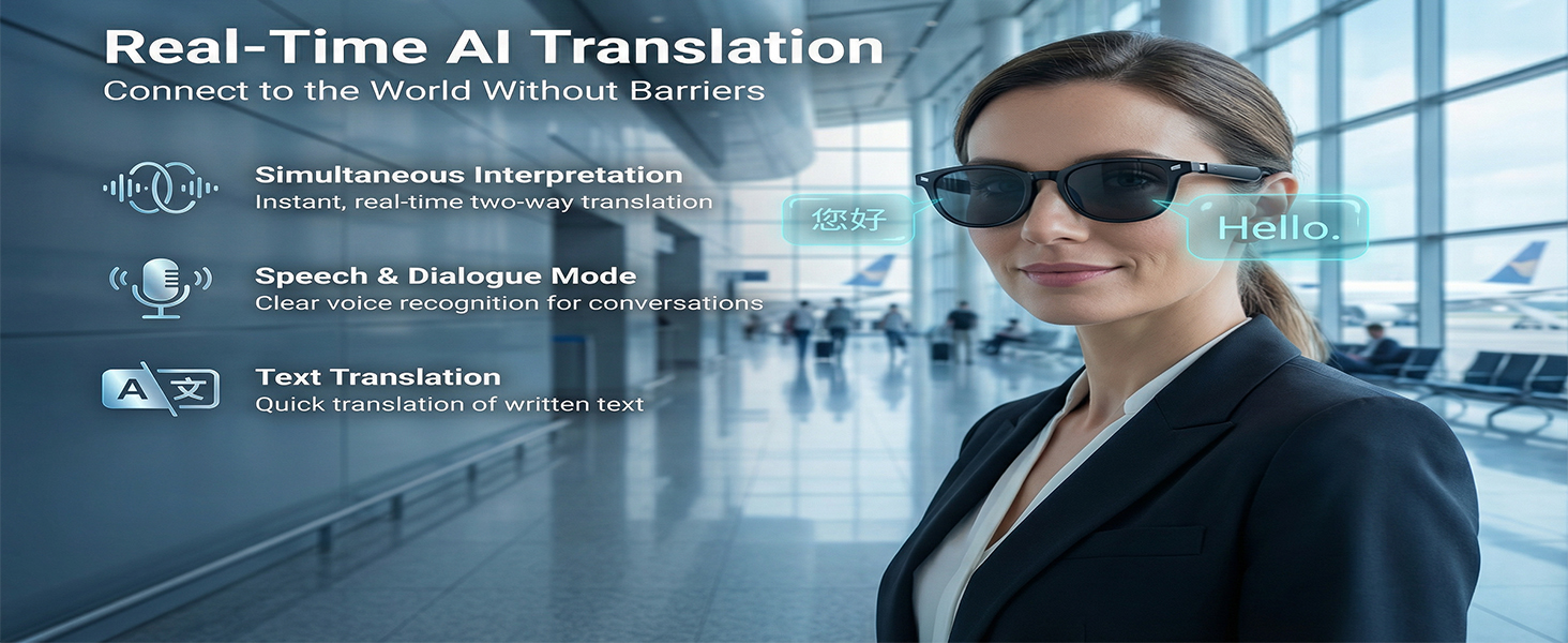 Ai Smart Glasses Bluetooth 5.4 with Translation