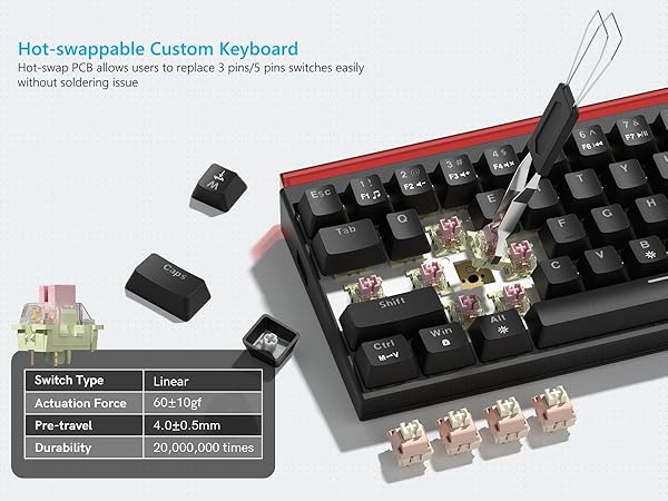 60% Gaming Keyboard with Light Box, Wired RGB Backlit Mechanical Keyboard with MCA Keycaps