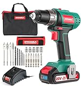 Cordless Drill Driver 20V, HYCHIKA Power Drill Set 330 In-lb Torque,1500 RPM,2.0Ah Li-Ion Battery...