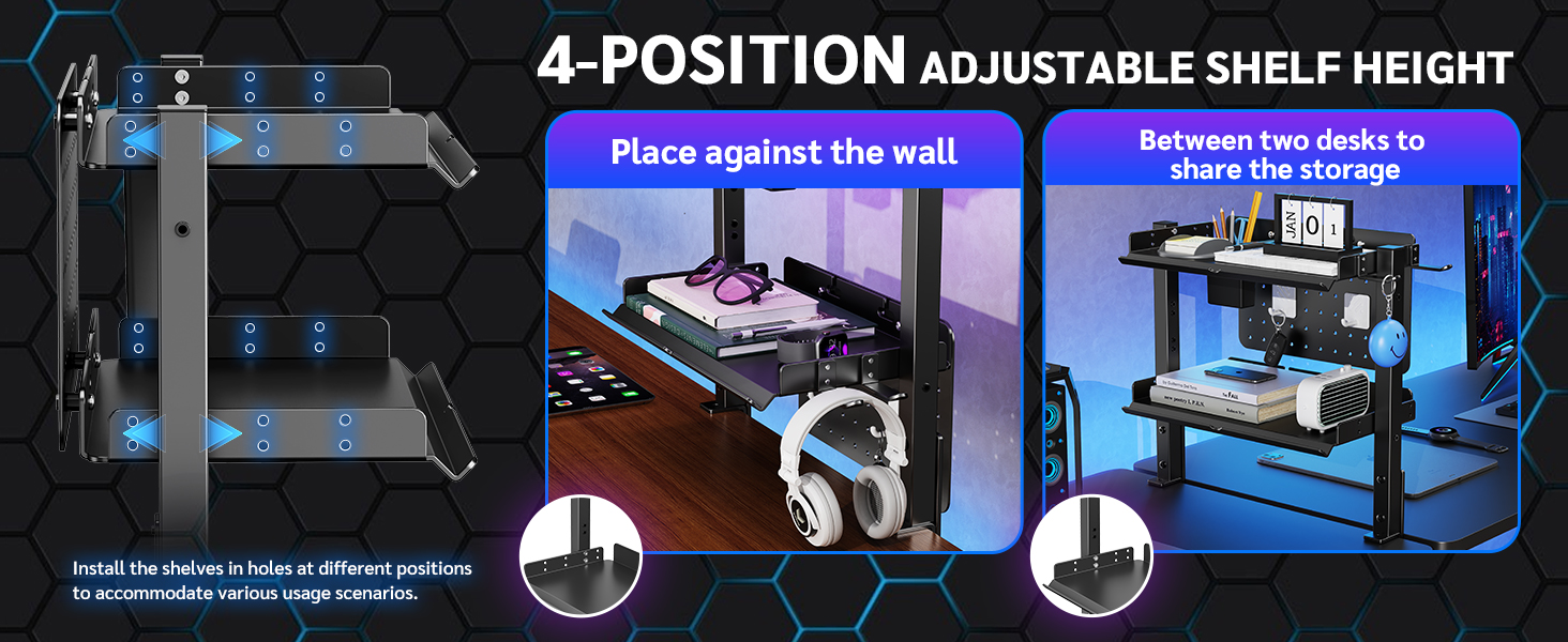 2-Tier Steel Clamp On Desk Shelf