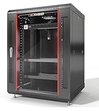 12U Wall Mount Network Cabinet, 18 Inch Deep Enclosed Server Rack with Locking Tempered Glass Door f...