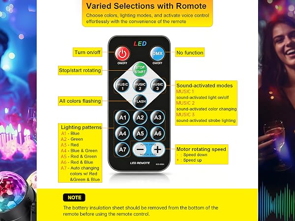 dj disco dance glow party lights remote control