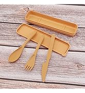 OriGlam Wheat Straw Cutlery, Travel Utensil Tableware Flatware Set Cutlery Spoon Knife Fork Table...