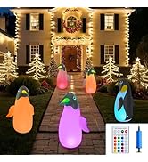 SUPERNIGHT Halloween LED Inflatables Solar Penguin Outdoor Decorations, 2-Pack Solar Light with 1...