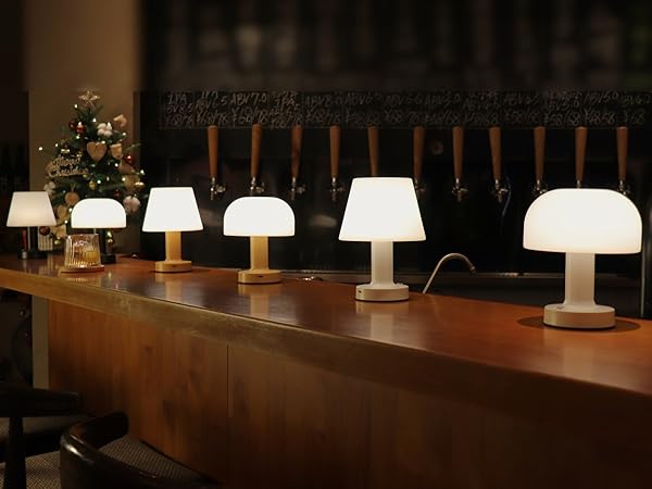 small mushroom LED table lamp rechargeable and cordless