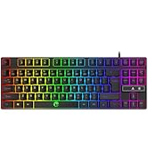 RGB Gaming Keyboard, 87-Key Compact Tenkeyless Mechanical Keyboard, Vibrant 10-Mode Rainbow Backl...
