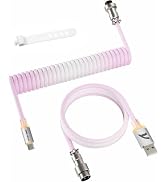 ATTACK SHARK C01ULTIMATE Custom Coiled USB C Cable for Mechanical Gaming Keyboard,RGB Lightning C...