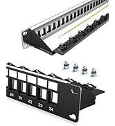 Enmane 24-Port Blank Keystone Patch Panel for Rackmount Shielded 1U 19inch Network Patch Panel wi...