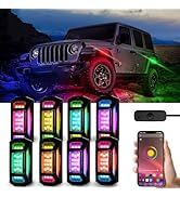 YONGMING 8Pods Full Angle RGB Rock Lights for Trucks UTV ATV SUV Boat Golf Cart,APP Control Wheel...