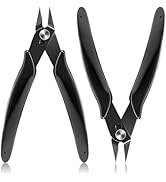 Cuworlis 2 Pack Micro Wire Cutters, 5 Inches Flush Cutters Pliers, Zip Tie Sprue Cutter for Elect...