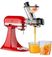 Cofun Masticating Juicer Attachment for KitchenAid, Slow Juicer with Dual Feed Chute, High Juice ...