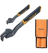 TOLESA Self Adjusting CR-V Pipe Vise Wrench, 0.35"-1.69" Wide Jaw, 2 Pack Quick-Adjust Pipe Wrenc...