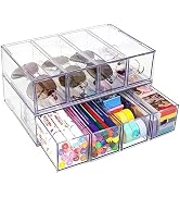 FODIENS Desk Organizer with 8 Drawers, 2 Packs Stackable Desktop Storage Box with Removable Drawe...