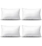 OTOSTAR Pack of 4 Throw Pillow Inserts, 12 x 20 Rectangle Cushion Inner Soft Fluffy Plump Stuffer...